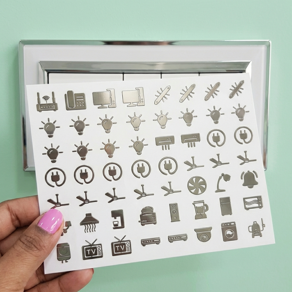 Premium Silver Switch Stickers for Home (Useful 56 Designs)