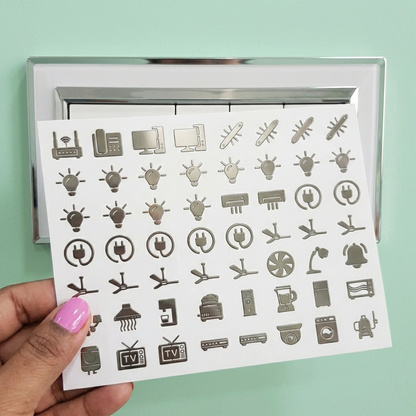 Premium Silver Switch Stickers for Home (Useful 56 Designs)