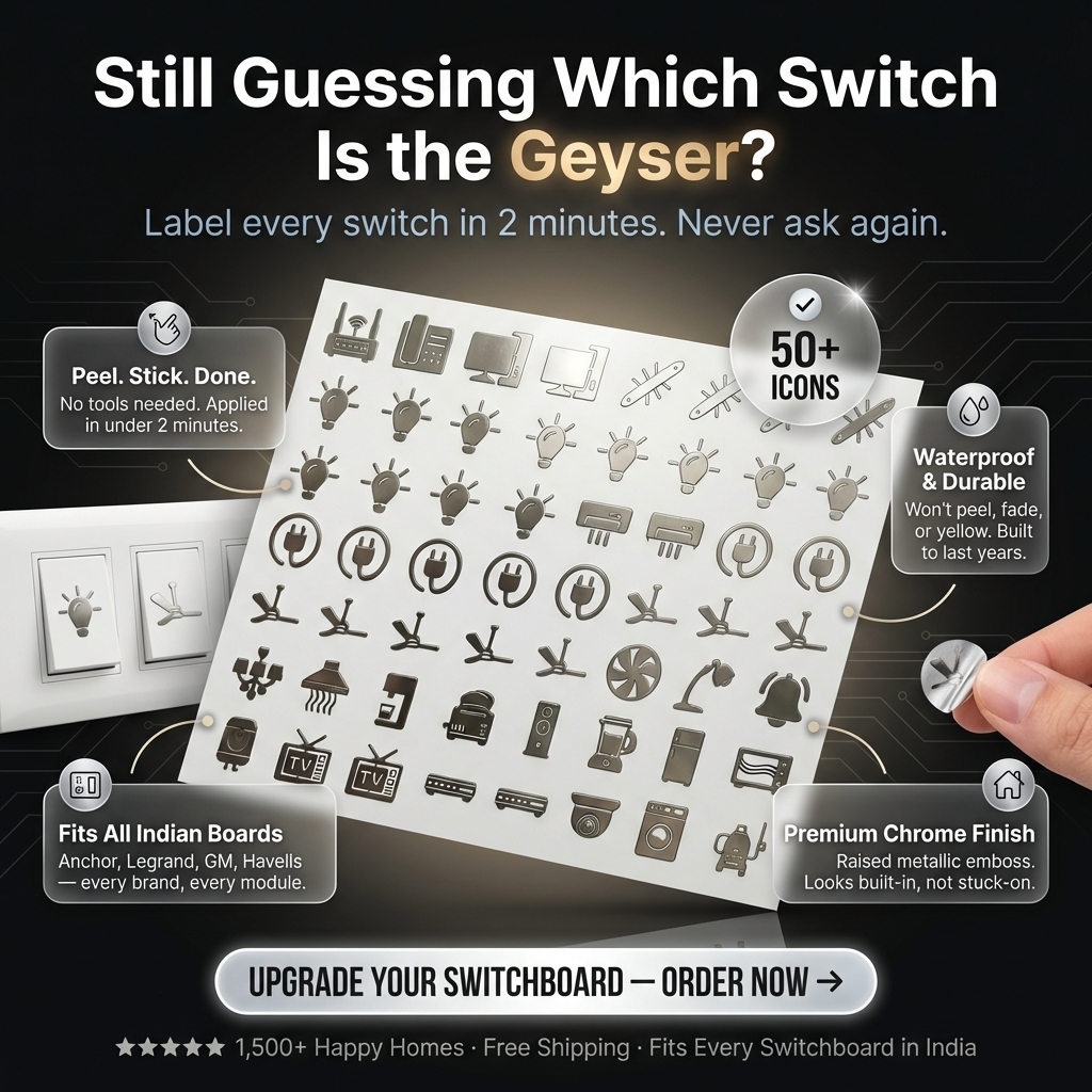 Premium Silver Switch Stickers for Home (Useful 56 Designs)